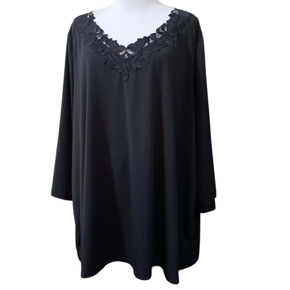 ROAMAN'S‎ Classic Black Slinky Top Blouse Plus 2X 26/28 Dressy Career Travel